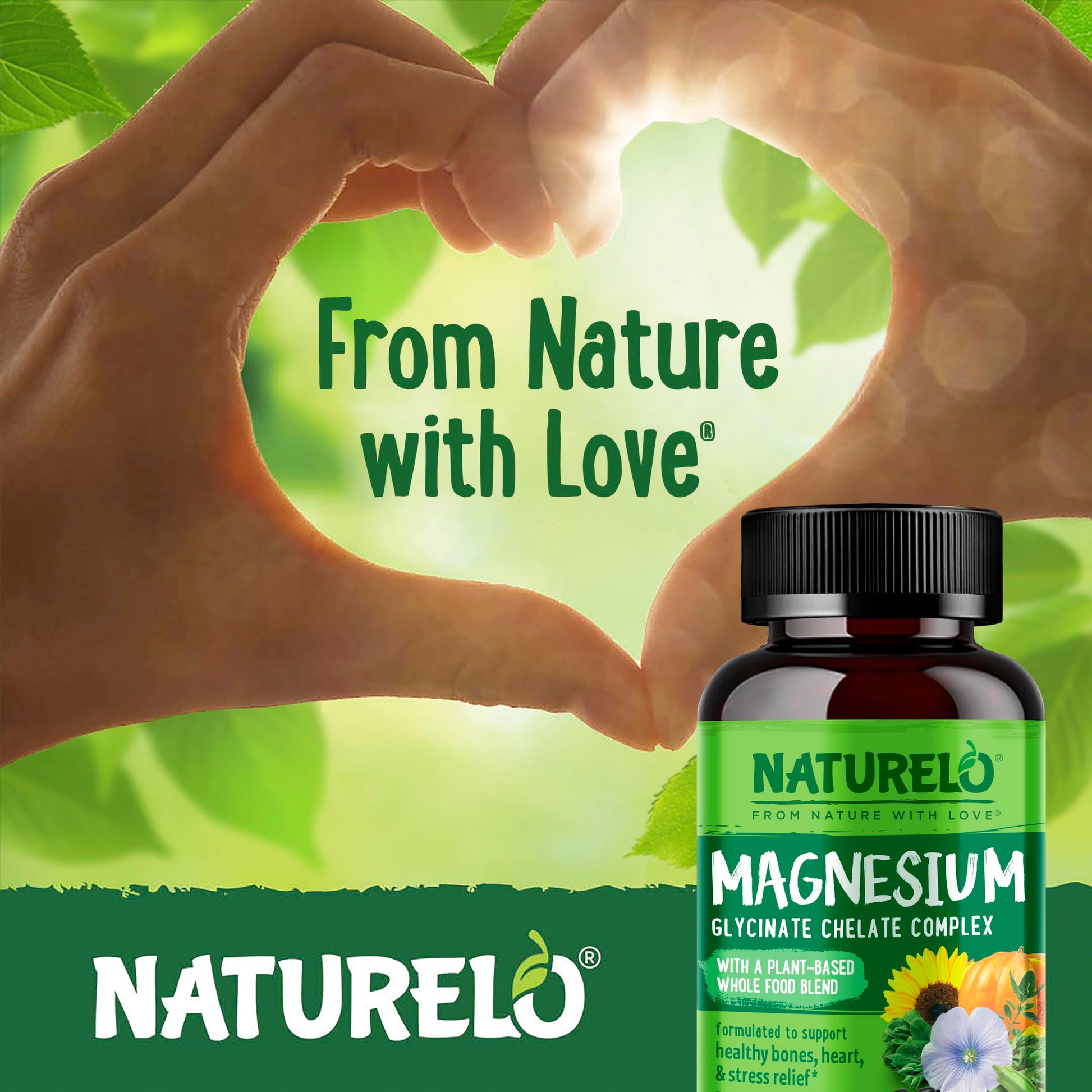 NATURELO Magnesium Glycinate Chelate Complex - 200 mg Magnesium with Organic Vegetables to Support Sleep, Calm, Muscle Cramp & Stress Relief - Gluten Free, Non GMO - 120 Capsules NATURELOBuy Supplements Australia