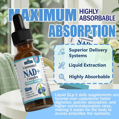 Liposomal NAD+ Liquid Drops, 8-in-1 NAD⁺ Nicotinamide Riboside Resveratrol 900mg w. Quercetin & Urolithin A | Fast Absorption NAD+ Supplement with CoQ10, ALA | Cellular Energy, Anti-Aging, Vitality AuraraNeNourishBuy Supplements Australia