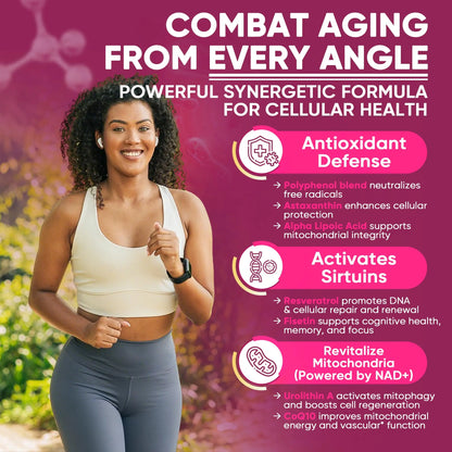 NMNH Gummies 300MG for Longevity with Urolithin A, Polyphenol Blend, Resveratrol, NAD+ Supplement for Women & Men Boost NAD+ Levels, Optimized Aging, Cell, DNA Repair, Energy, Focus, Sugar Free, 60cts NextdiaBuy Supplements Australia