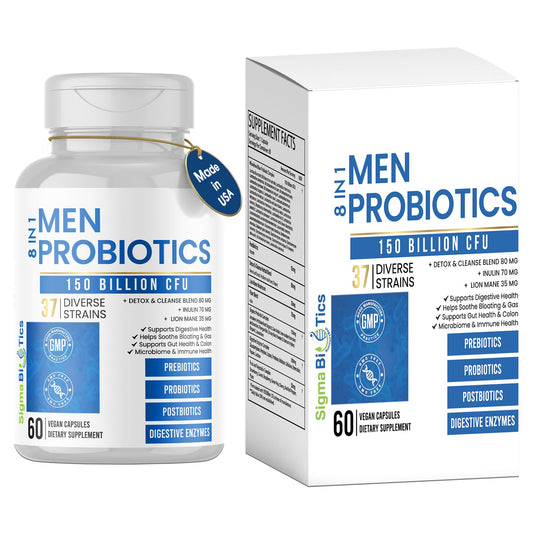 Probiotics for Men - 150 Billion CFU Acidophilus Capsules with Prebiotics & Postbiotics - Supports Gut Microbiome, Colon & Immune Health