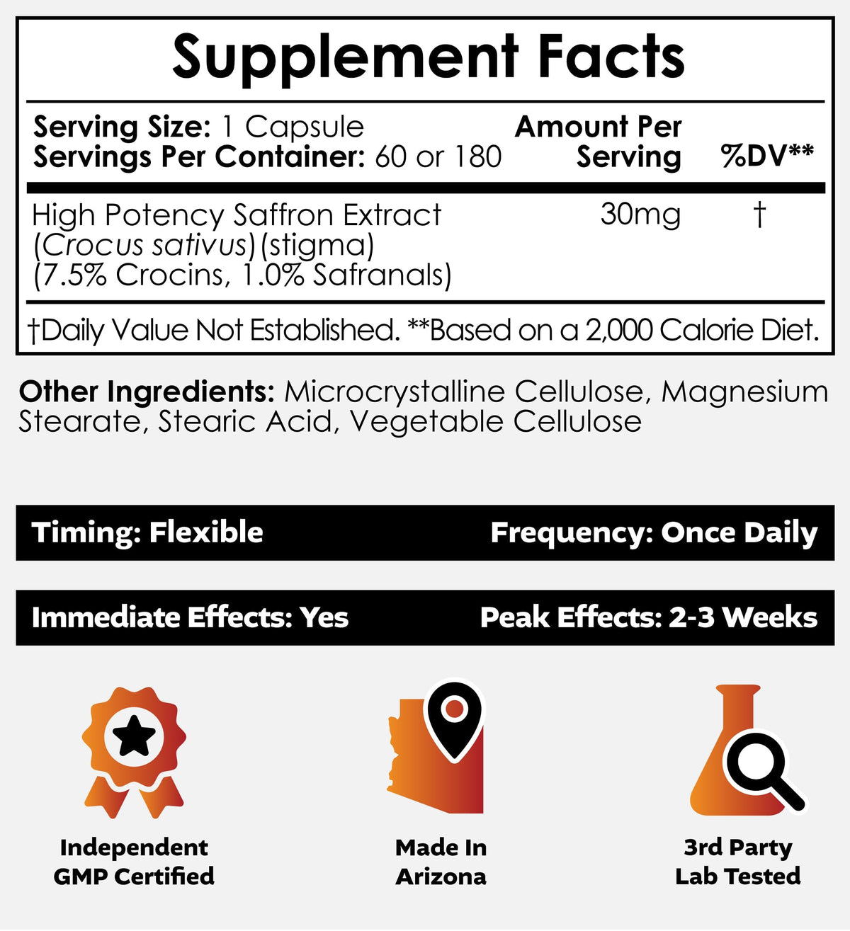 Nootropics Depot High Potency Saffron Extract Capsules | 30mg | Minimum 7.5% Crocins and 1% Safranals | Crocus sativus | 60 ct Nootropics DepotBuy Supplements Australia