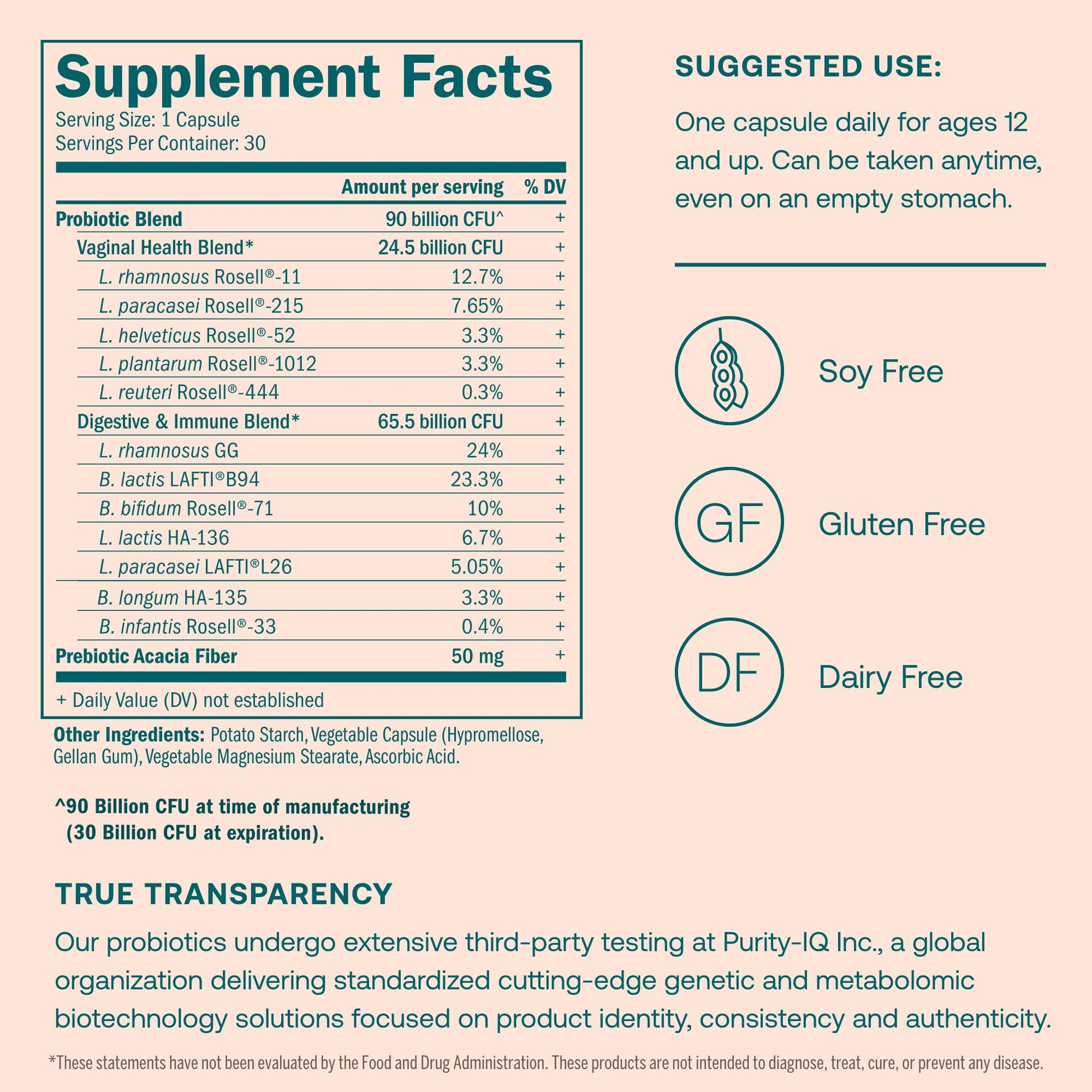 True Grace One Daily Women’s Probiotic - 30 Vegetarian Capsules - Digestive, Vaginal True GraceBuy Supplements Australia