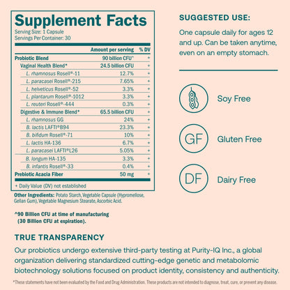 True Grace One Daily Women’s Probiotic - 30 Vegetarian Capsules - Digestive, Vaginal True GraceBuy Supplements Australia