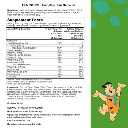 Flintstones Sour Gummy Vitamins For Kids, Kids Multivitamin Gummies with Vitamins C, B6, B12, A & Vitamin D, Support Kids Growth and Development, 180 Count Bayer