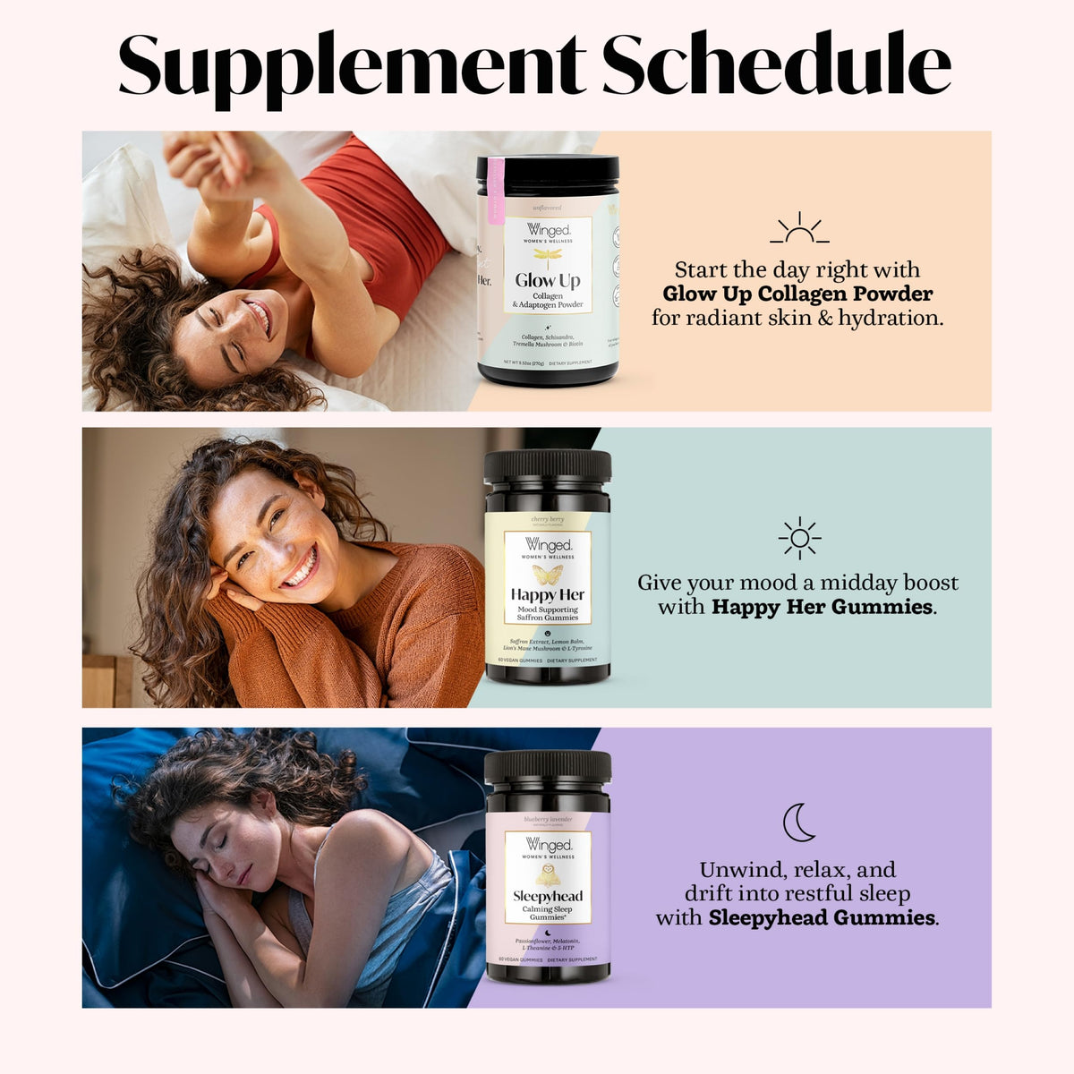 Winged Wellness Happy Her Mood Gummies - Daily Mood Enhancer Support Supplement for Women - Vitamin D with Saffron, Lemon Balm, & Lions Mane Mushrooms for Balance & Calming Relief - 50 Vegan Gummies WingedBuy Supplements Australia