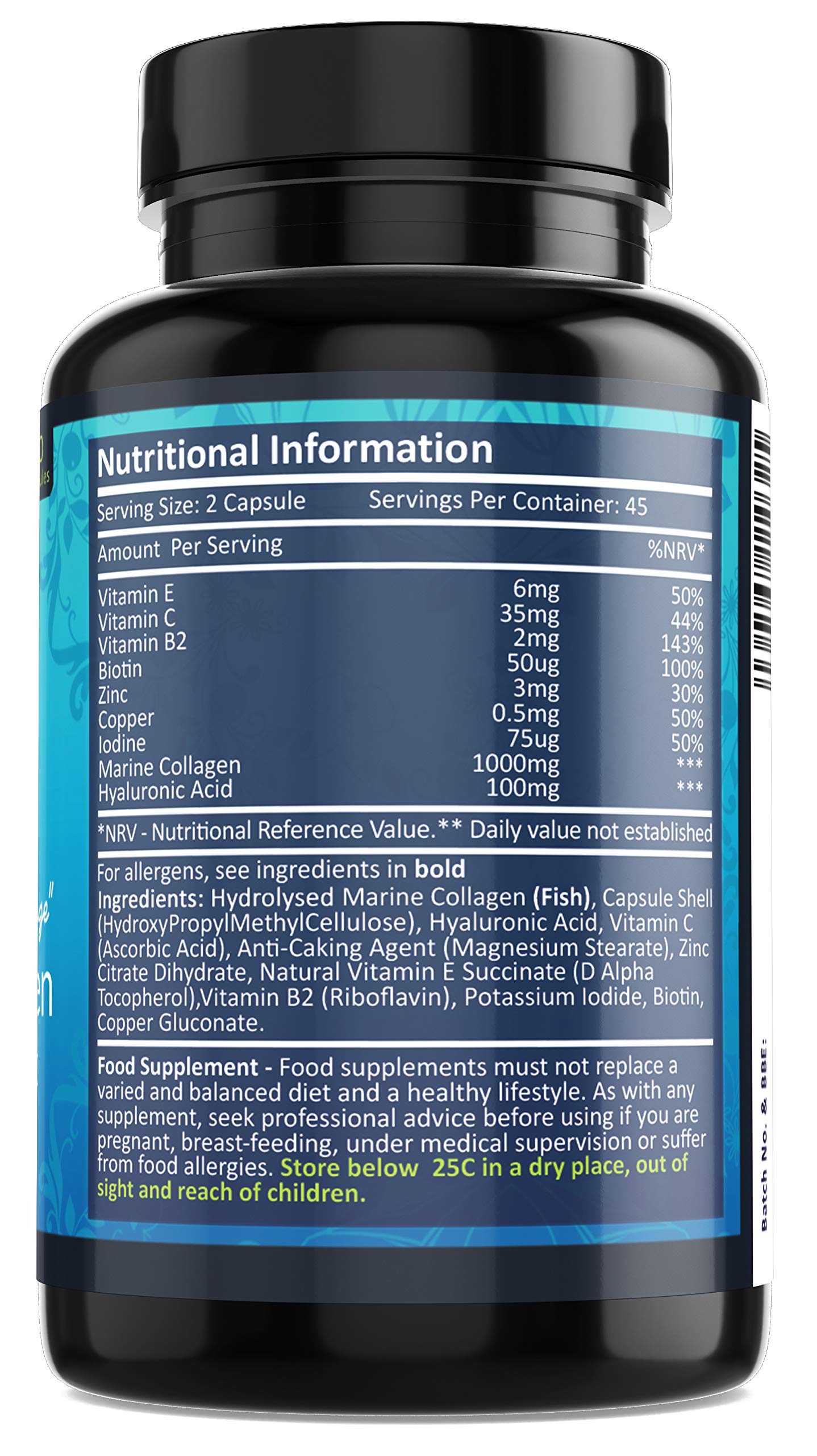 Marine Collagen Tablets 1000mg - 90 Premium Type 1 Hydrolysed Collagen Capsules with Hyaluronic Acid Fresh Start NutritionBuy Supplements Australia