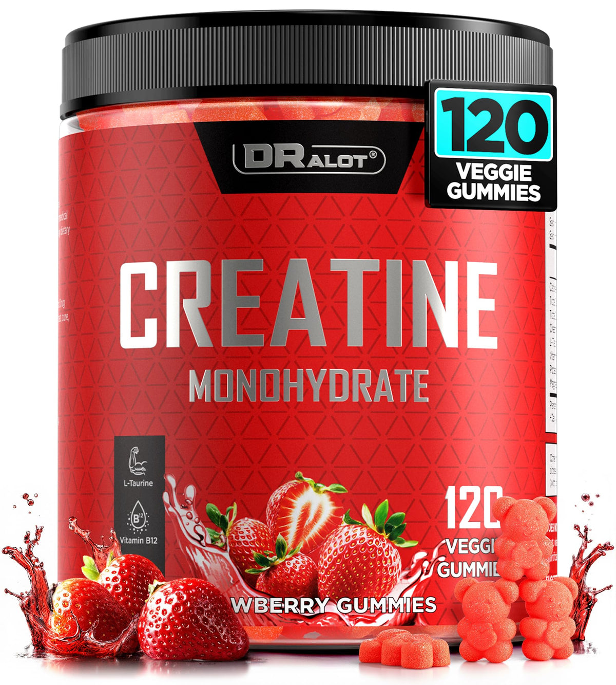 Dralot 99.99% Creatine Monohydrate Gummies More 15% Strength, 5X Energy & Muscle Support Pre-Workout Complex Creatine for Women & Men with 5000mg Creatine, L-Taurine, B12, Mg & K, 0 Sugar, Vegan DralotBuy Supplements Australia