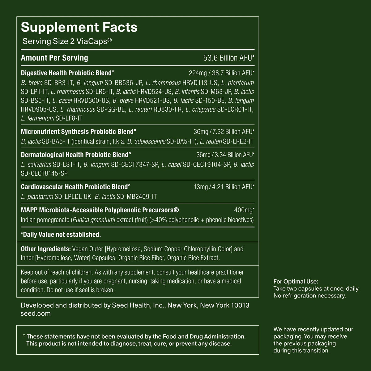 Seed DS-01 Daily Synbiotic - Prebiotic and Probiotic for Women & Men - Digestive Health, Gut Health, Immune Support, Bloating & Constipation Relief - Vegan & Shelf-Stable - 30-Day Starter (60ct) Seed buy supplements Au