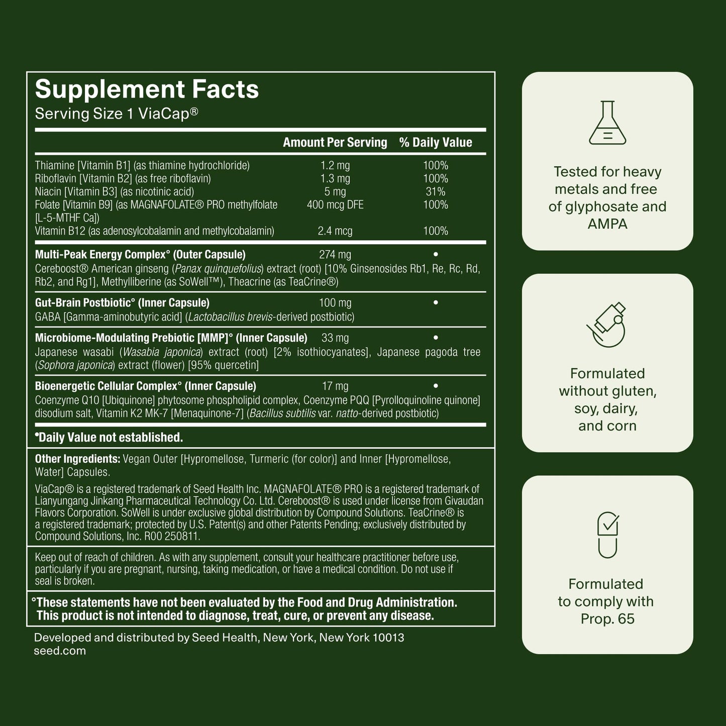 Seed AM-02 Energy + Focus - Daily Nootropic Supplement for Women & Men - Fast-Acting & Sustained Energy for Up to 6 Hours - Caffeine-Free Vegan & Shelf-Stable - 30 Capsules (30-Day Supply) Seed buy supplements Au