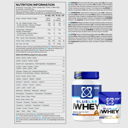 USN Blue Lab Whey Protein Powder: Chocolate Caramel - Whey Protein 908g USNBuy Supplements Australia
