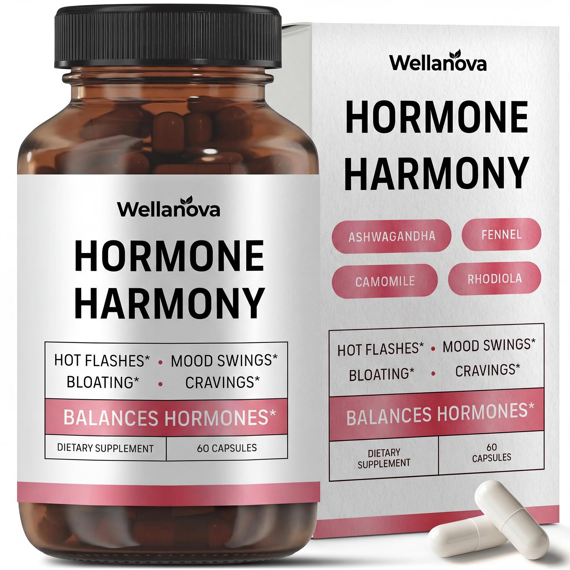 Wellanova Hormone Harmony for Women – Natural Hormonal Balance Support for Menopause & Perimenopause – Hot Flashes, Mood Swings, Cravings, Bloating Relief – 60 Capsules WellanovaBuy Supplements Australia