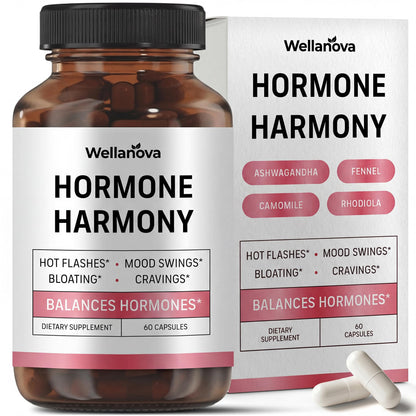 Wellanova Hormone Harmony for Women – Natural Hormonal Balance Support for Menopause & Perimenopause – Hot Flashes, Mood Swings, Cravings, Bloating Relief – 60 Capsules WellanovaBuy Supplements Australia