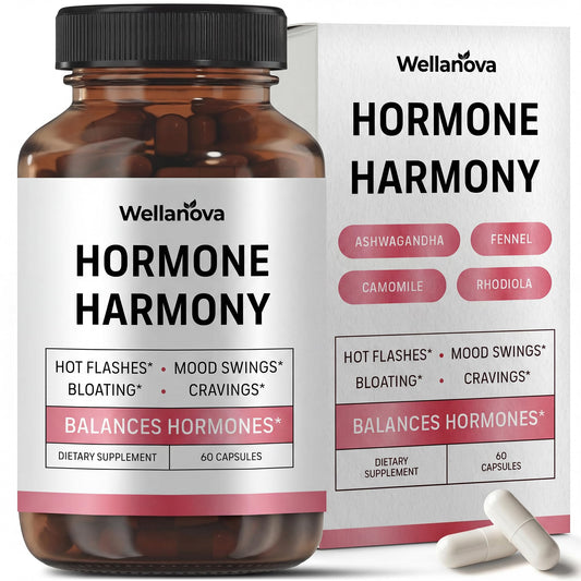 Wellanova Hormone Harmony for Women – Natural Hormonal Balance Support for Menopause & Perimenopause – Hot Flashes, Mood Swings, Cravings, Bloating Relief – 60 Capsules WellanovaBuy Supplements Australia