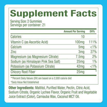 Plant People WonderHydrate Electrolyte Gummies – Vegan Hydration Supplement with Magnesium, Potassium, Zinc, Vitamin C & Himalayan Sea Salt – Zero Sugar Lychee (42 Count) Plant PeopleBuy Supplements Australia