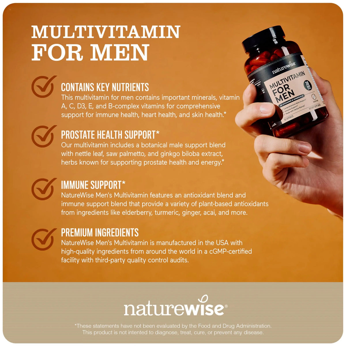 NatureWise [1] Multivitamin for Men - Non-GMO - 90 Capsules[45-Day Supply] + (Pack of 2) Omega 3 Fish Oil 1000mg + Vitamin E - Wild-Caught - 60 Softgels[30-Day Supply] NatureWiseBuy Supplements Australia