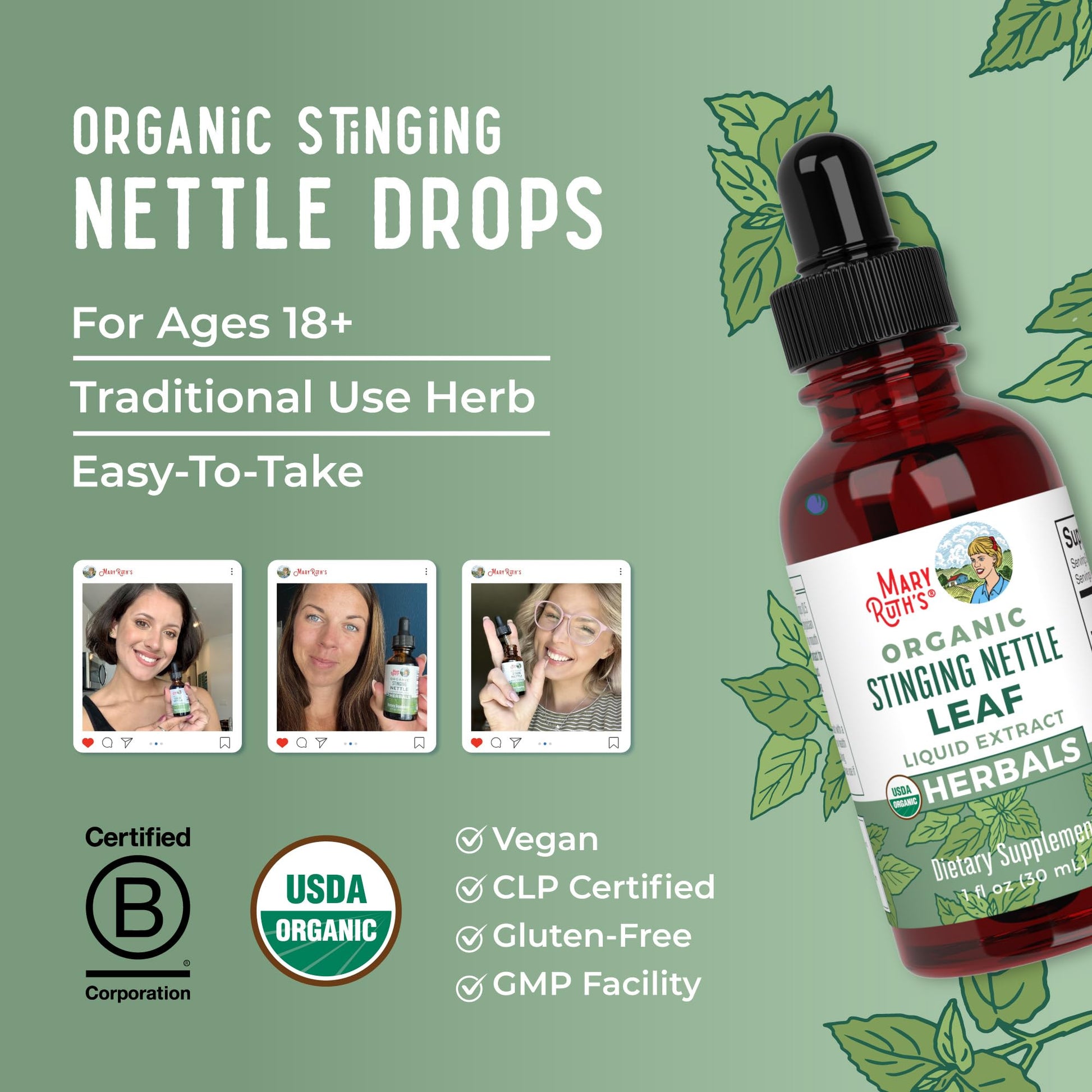 MaryRuth Organics Stinging Nettle Leaf Extract | Detox Supplement Herbal Drops | USDA Organic | Vegan | Non-GMO | Gluten Free | 1 Fluid Oz MARYRUTH'SBuy Supplements Australia