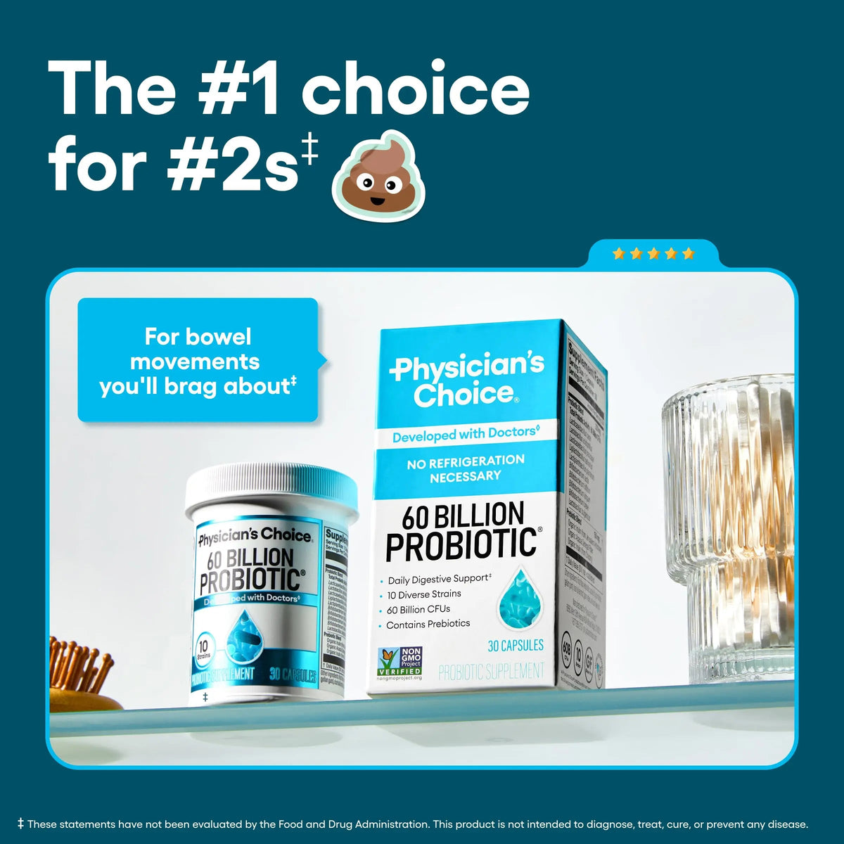 Physician's CHOICE Probiotics 60 Billion CFU - 10 Strains + Organic Prebiotics - Immune, Digestive & Gut Health - Supports Occasional Constipation, Diarrhea, Gas & Bloating - for Women & Men - 84ct Physician's CHOICEBuy Supplements Australia