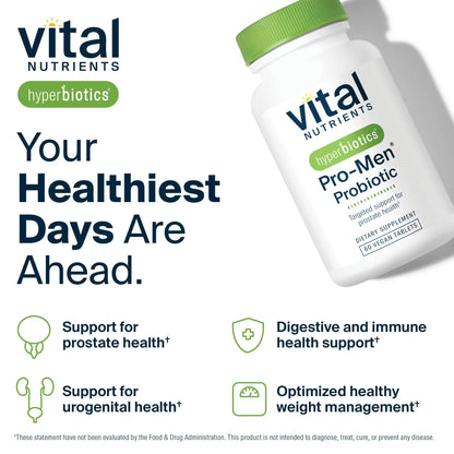 Hyperbiotics Vital Nutrients Pro Men Probiotics | Vegan Advanced Probiotics for Men | Clinically Studied for Prostate Health, Digestive Balance and Gut Health* | Gluten, Dairy, Soy Free | 60 Tablets HyperbioticsBuy Supplements Australia