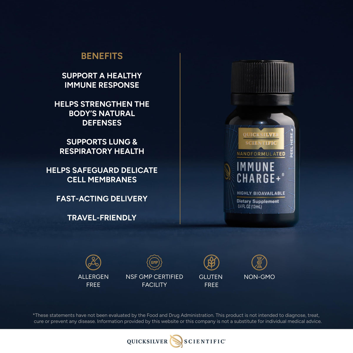 Quicksilver Scientific Immune Charge+ - Portable Wellness with Elderberry, Vitamin C, E, K1, K2, 10,000 IU Vitamin D for Optimal Immune System Support (12 Single Serving Shots) Quicksilver ScientificBuy Supplements Australia
