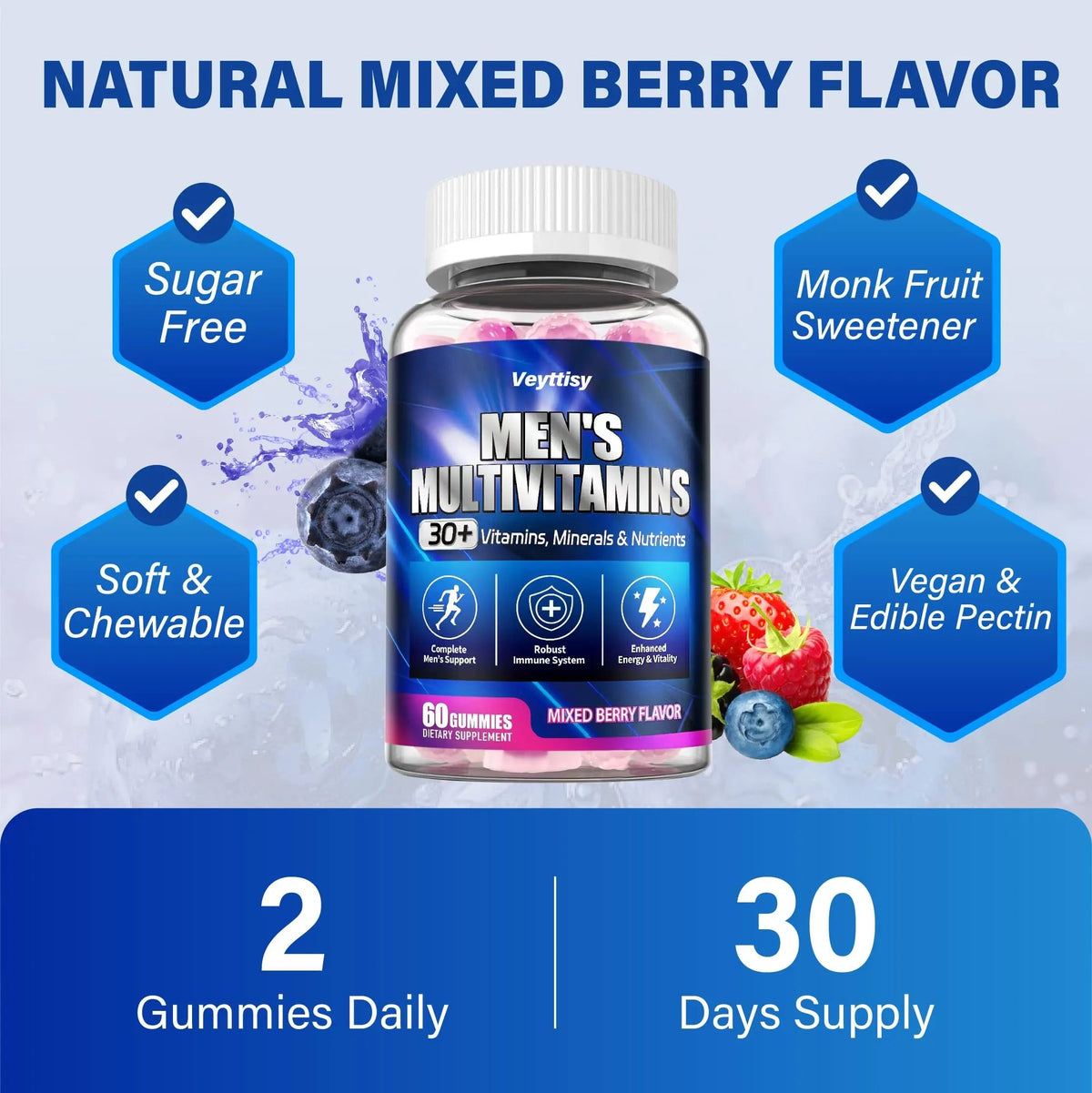 Methylated Multivitamin Gummies for Men - Mens Multivitanins Gummy with Vitamins A C D K E, Methylated Folate, B Complex VeyttisyBuy Supplements Australia