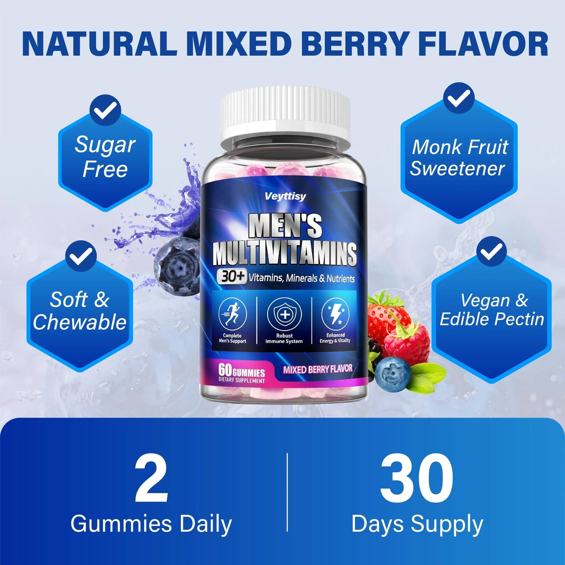 Methylated Multivitamin Gummies for Men - Mens Multivitanins Gummy with Vitamins A C D K E, Methylated Folate, B Complex VeyttisyBuy Supplements Australia