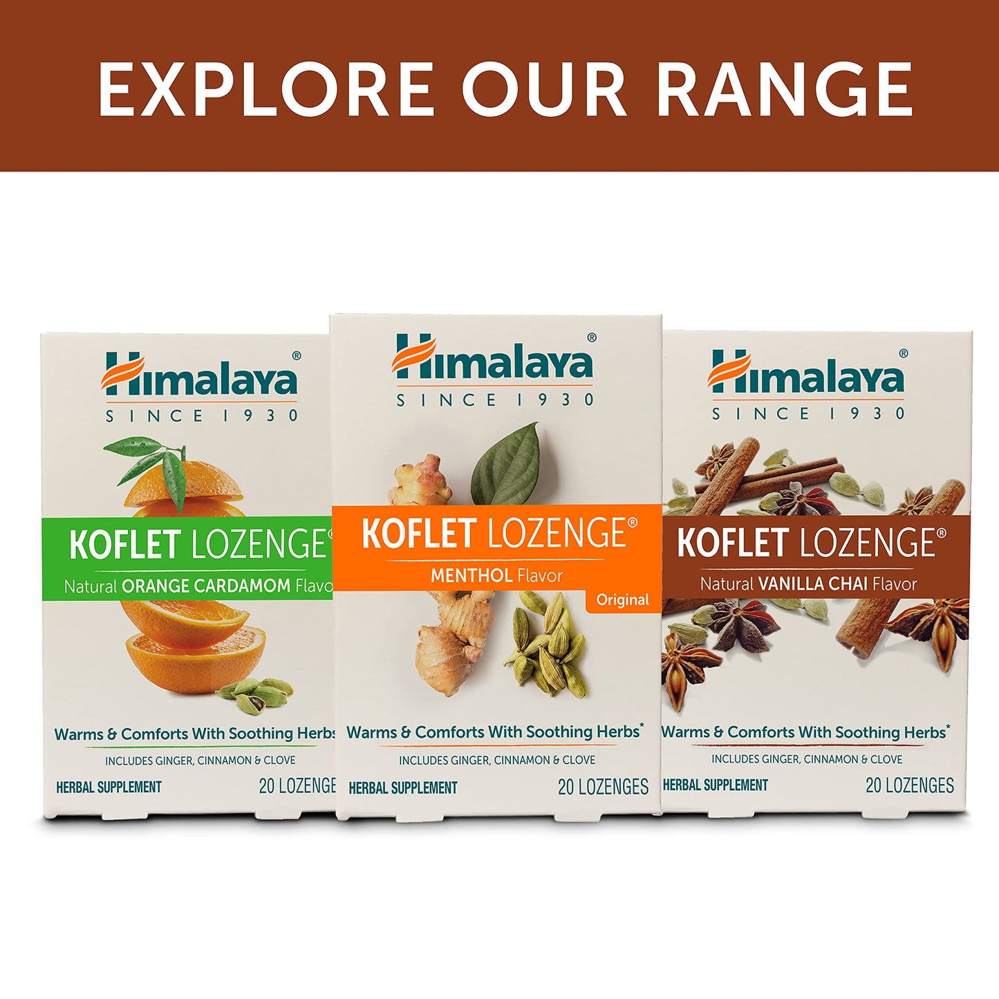 Himalaya Koflet Lozenges, Vanilla Chai Flavor, Natural Herbal Cough Drop for Warming Relief and Soothing Comfort, 130 mg, 20 Lozenge Himalaya buy supplements Au