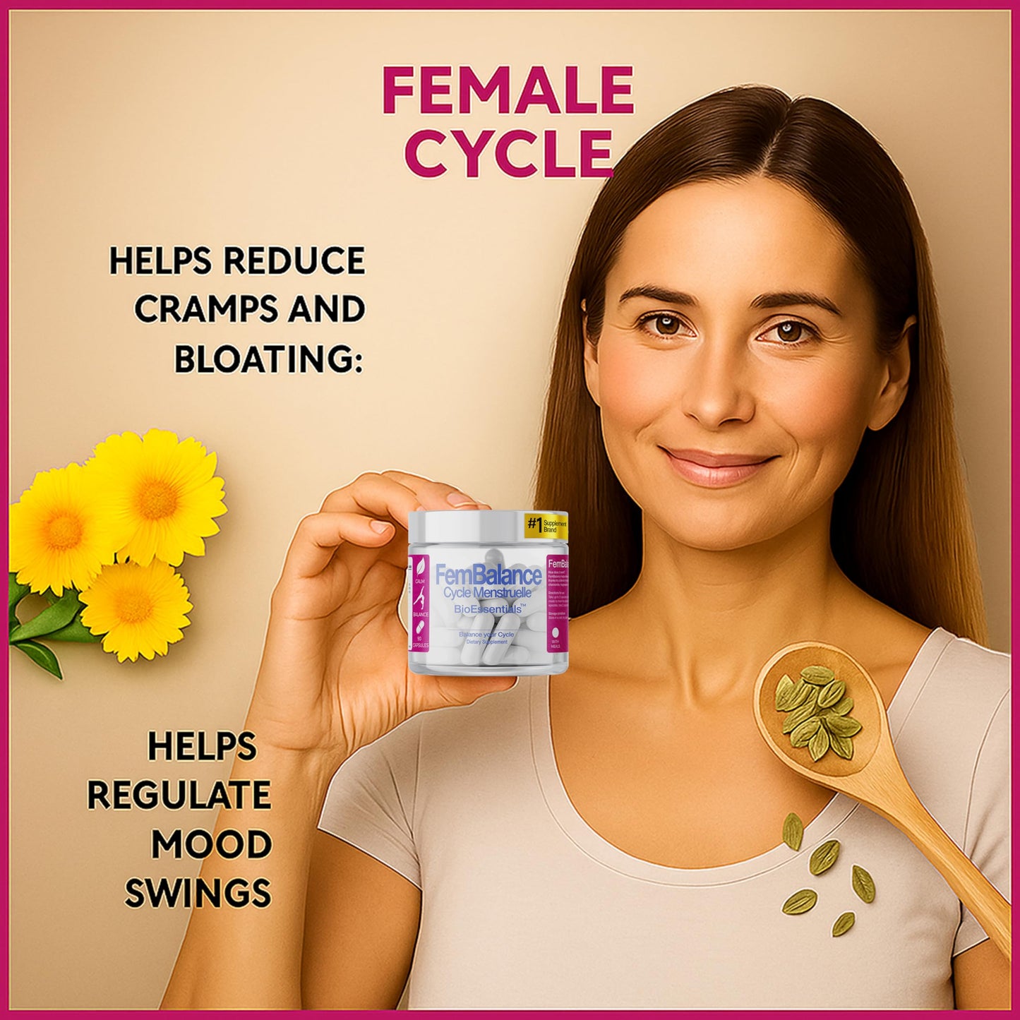 BioEssentials FemBalance® – Women’s Hormone Balance Supplement for PMS Support & Menstrual Cramp Relief - Ashwagandha, Magnesium & Chamomile for Hormonal Balance, Mood & Energy – 90 Vegan Capsules BioEssentialsBuy Supplements Australia