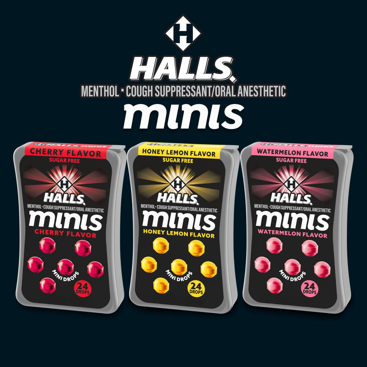 Halls Minis Honey Lemon Flavor Sugar Free Cough Drops, 48 Drops HALLS buy supplements Au