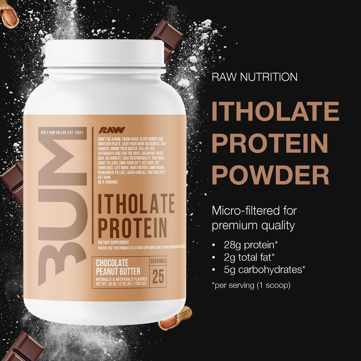 RAW Whey Isolate Protein Powder, Chocolate Peanut Butter (CBUM Itholate) - 100% Grass RAWBuy Supplements Australia