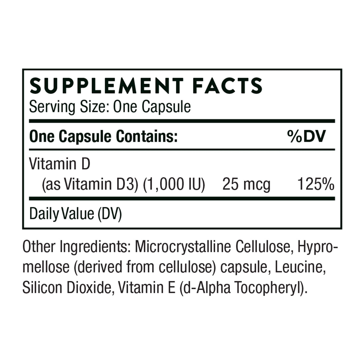 THORNE Vitamin D-1000 - Vitamin D3 Supplement - 1,000 IU - Support Healthy Bones THORNEBuy Supplements Australia