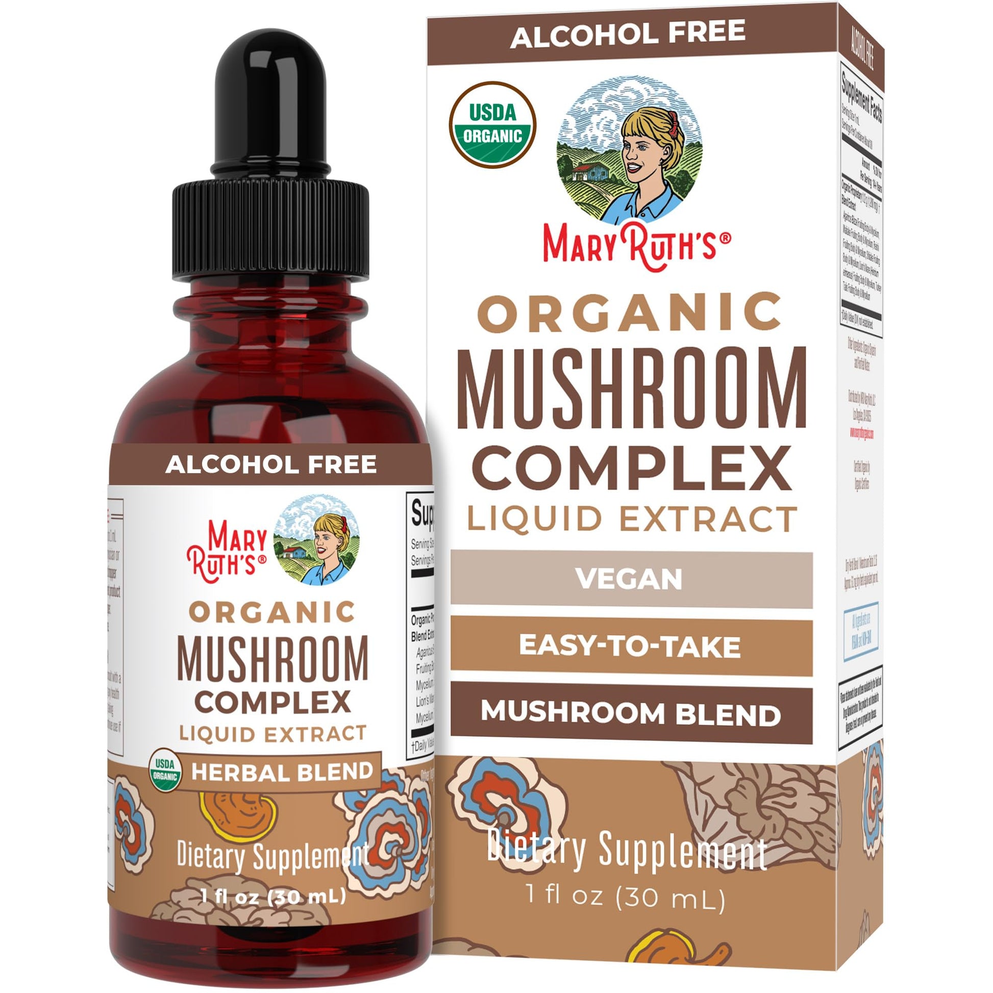 MaryRuth's Mushroom Complex | Lion's Mane | Turkey Tail | Reishi Mushroom | Shiitake Mushrooms | Alcohol Free | Mushroom Blend | Organic | Non-GMO | Vegan | 30 Servings MARYRUTH'SBuy Supplements Australia