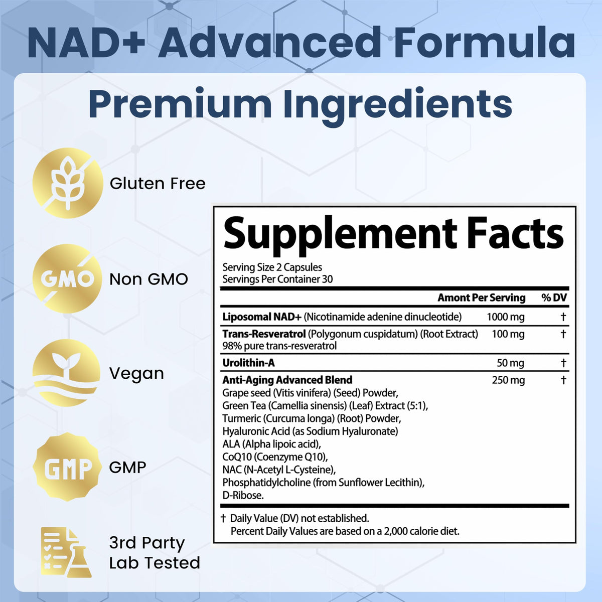1000mg NAD Supplement with Resveratrol - Advanced Liposomal NAD+ Supplements for Men and Women - Anti-Aging Cell Regenerator - 60 NAD Plus Capsules for Energy & Cellular Health StrongVitBuy Supplements Australia