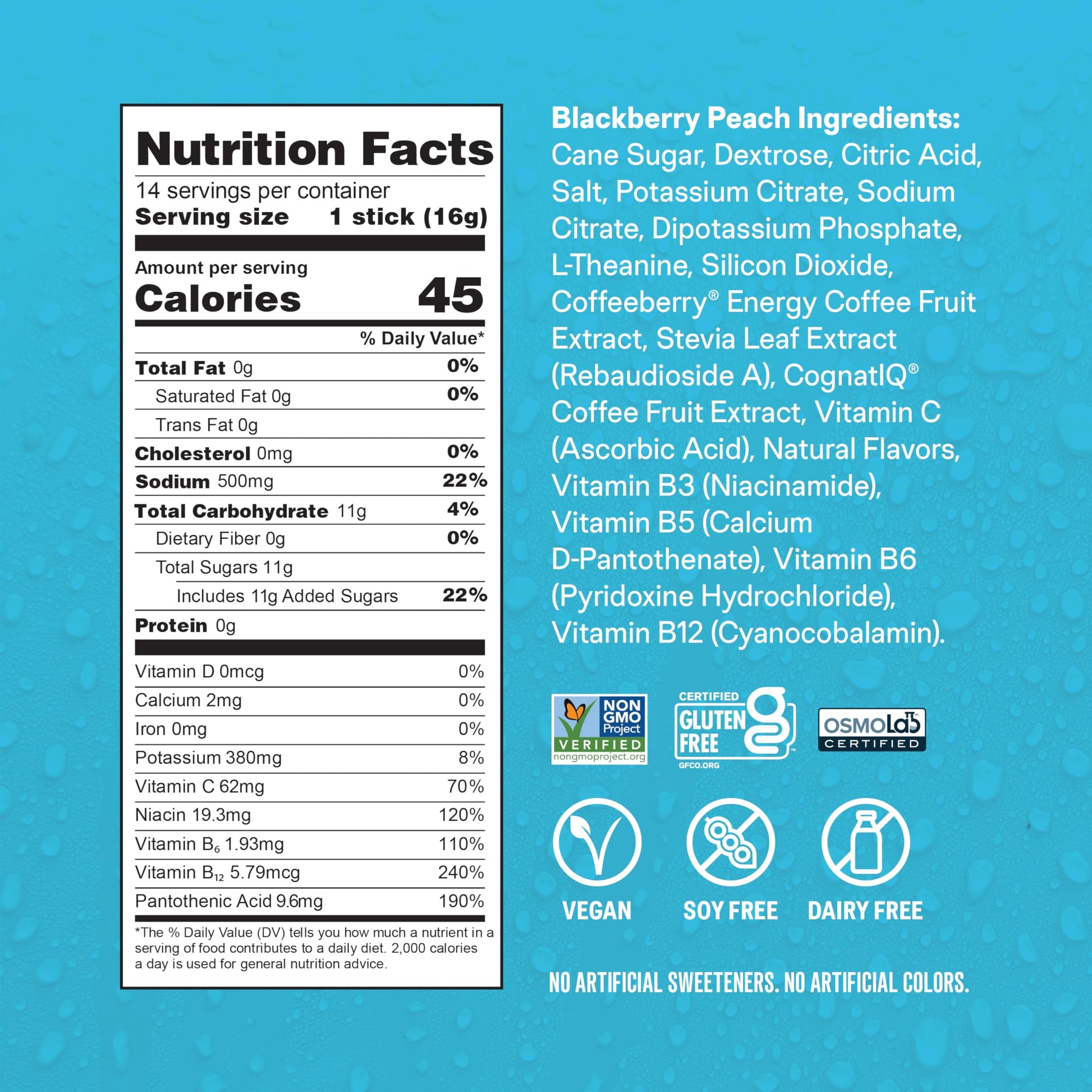 Liquid I.V.® Hydration Multiplier +Energy | Blackberry-Peach | Electrolyte Powder Drink Mix | 1 Pack (14 Servings) Liquid I.V.Buy Supplements Australia