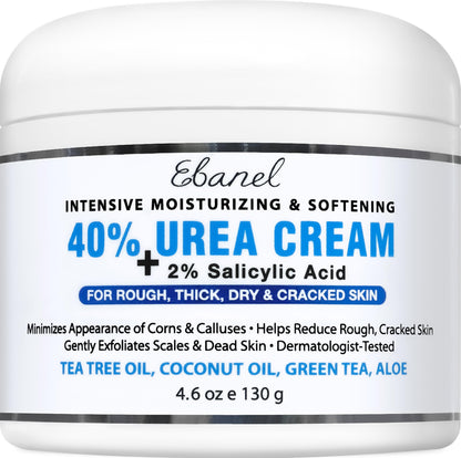 Ebanel Urea Cream 40% plus Salicylic Acid 2%, Foot Cream for Dry Cracked Heels Feet Knees Elbows Hands, Foot Dead Skin Cuticle Callus Remover Toenail Softener, Keratolytic Skin Barrier Repair Ebanel buy supplements Au
