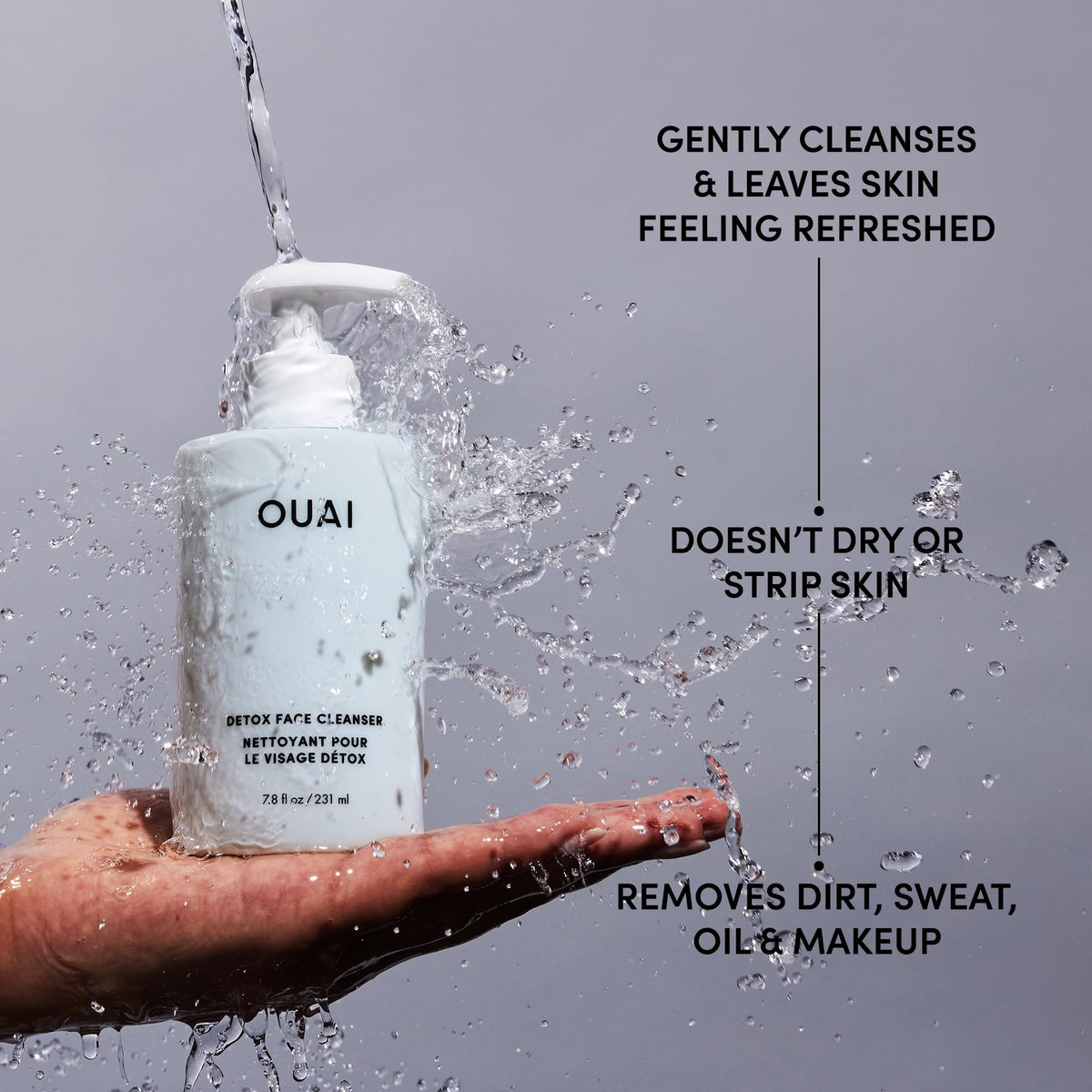 OUAI Detox Facial Cleanser - Deep Cleansing Face Wash with Glycolic Acid, Niacinamide & PHA - Removes Sweat, Dirt & Oil Without Drying - Gentle Face Cleanser for Post-Workout (7.8 Fl Oz) OUAIBuy Supplements Australia