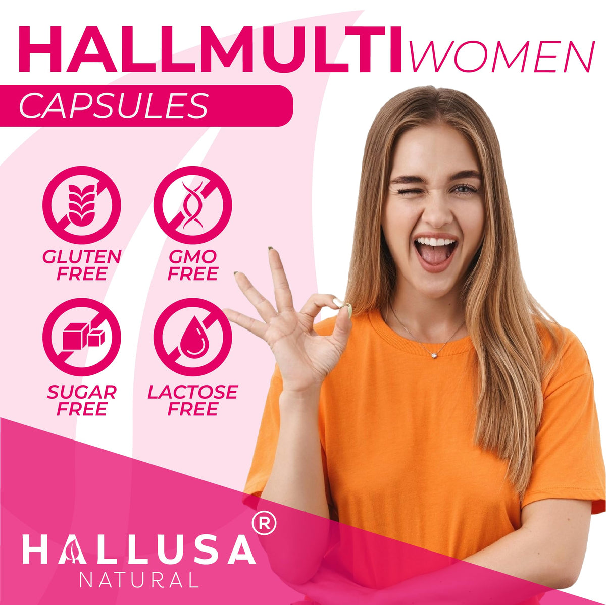 Women’s Multivitamin 18+ Vitamins & Minerals | Biotin, Folic Acid, Zinc, Calcium, Magnesium & Vitamin D | Hair, Skin & Nails Support, Energy Hallusa NaturalBuy Supplements Australia