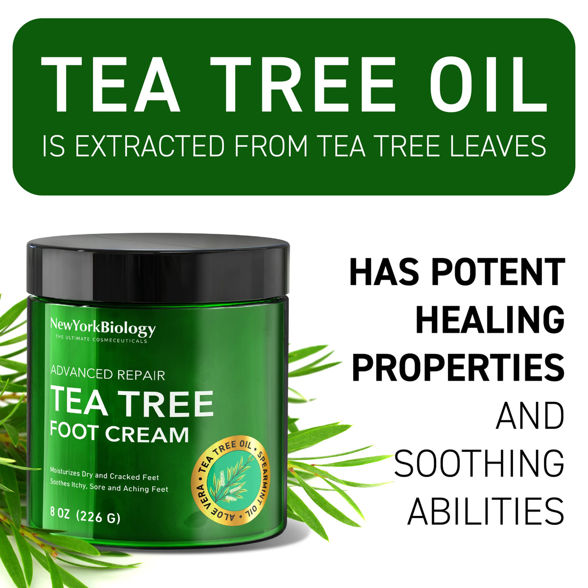 New York Biology Tea Tree Oil Foot Cream for Dry Cracked Feet, Athletes Foot, Nail Fungus NEW YORK BIOLOGY THE ULTIMATE COSMECEUTICALSBuy Supplements Australia