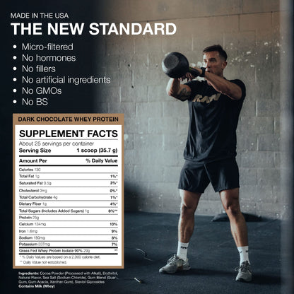 RAW Whey Isolate Protein Powder, Dark Chocolate - 100% Grass-Fed Sports Nutrition RAWBuy Supplements Australia