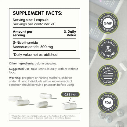 partiQlar NMN Supplement 500mg – Nicotinamide Mononucleotide NMN & Booster for Cellular Energy, Longevity & Healthy Aging – 2-Month Supply (60 Capsules) partiQlarBuy Supplements Australia