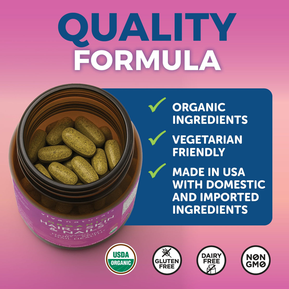 Biotin 5000 mcg Hair Skin Nails Vitamins for Women – Organic and Vegetarian-Friendly Supplement with Vitamin E, B-Vitamins, Spirulina Viva NaturalsBuy Supplements Australia