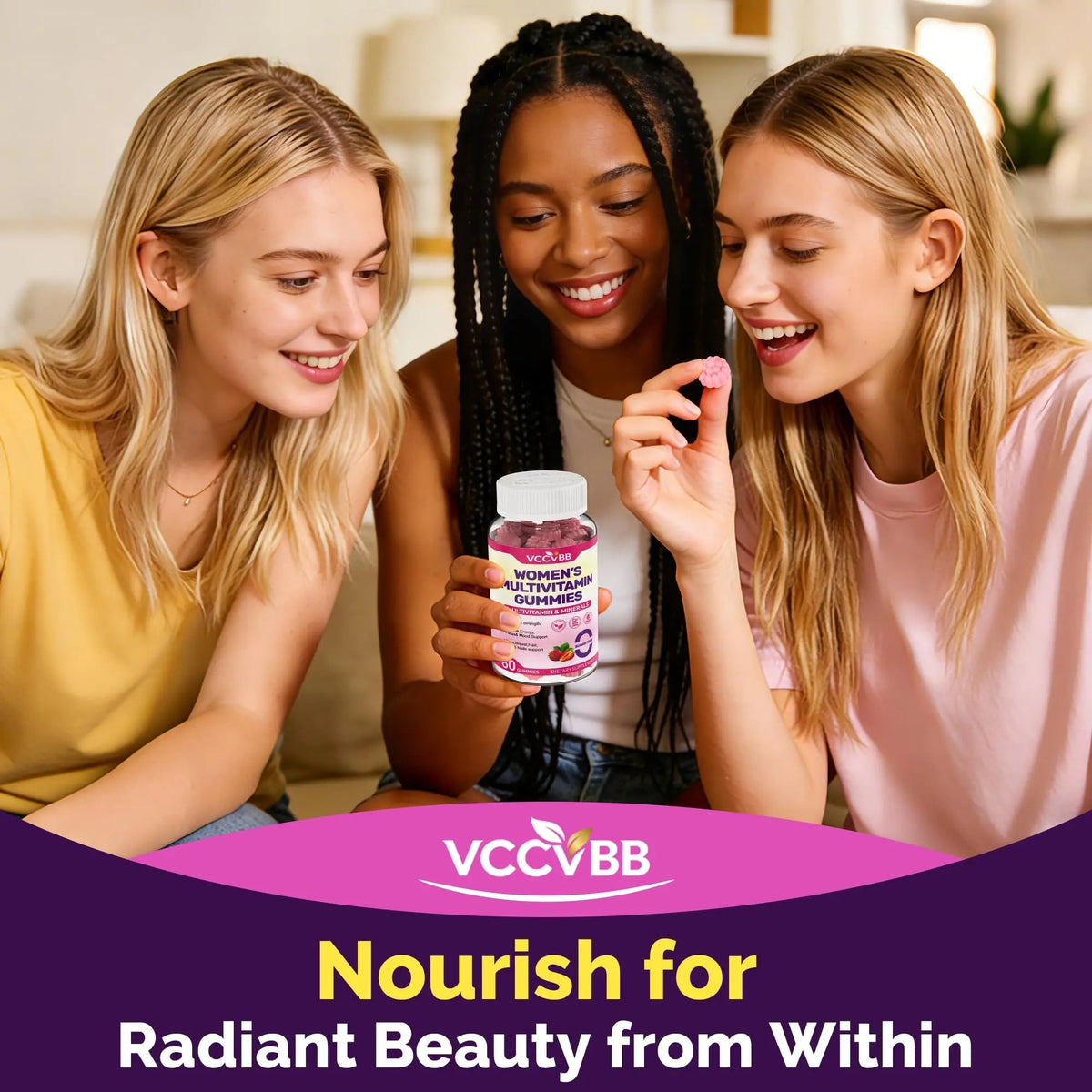 VCCVBB All-in-One Women's Multivitamin Gummies with Complete Vitamin & Mineral Complex, Herbal Blends for Energy, Overall Health VCCVBB