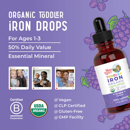 MaryRuth's Iron Supplement for Toddlers | Liquid Iron Supplement for Children Ages 1-3 | Iron Supplement for Iron Deficiency | Ferrochel | Sugar Free | Vegan | Non-GMO | Gluten Free | 2 Fl Oz MARYRUTH'SBuy Supplements Australia