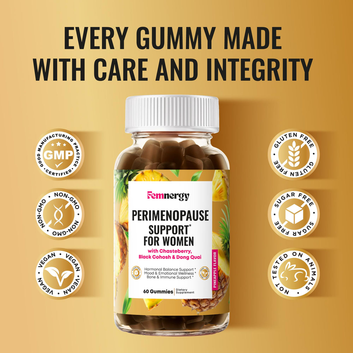Femnergy Perimenopause Support Gummies for Women - Menopause Relief Estrogen & Hormone Balance Supplement with Black Cohosh Chasteberry Vitamins D3 B6 for Hot Flashes Night Sweats & Mood Swings FemnergyBuy Supplements Australia
