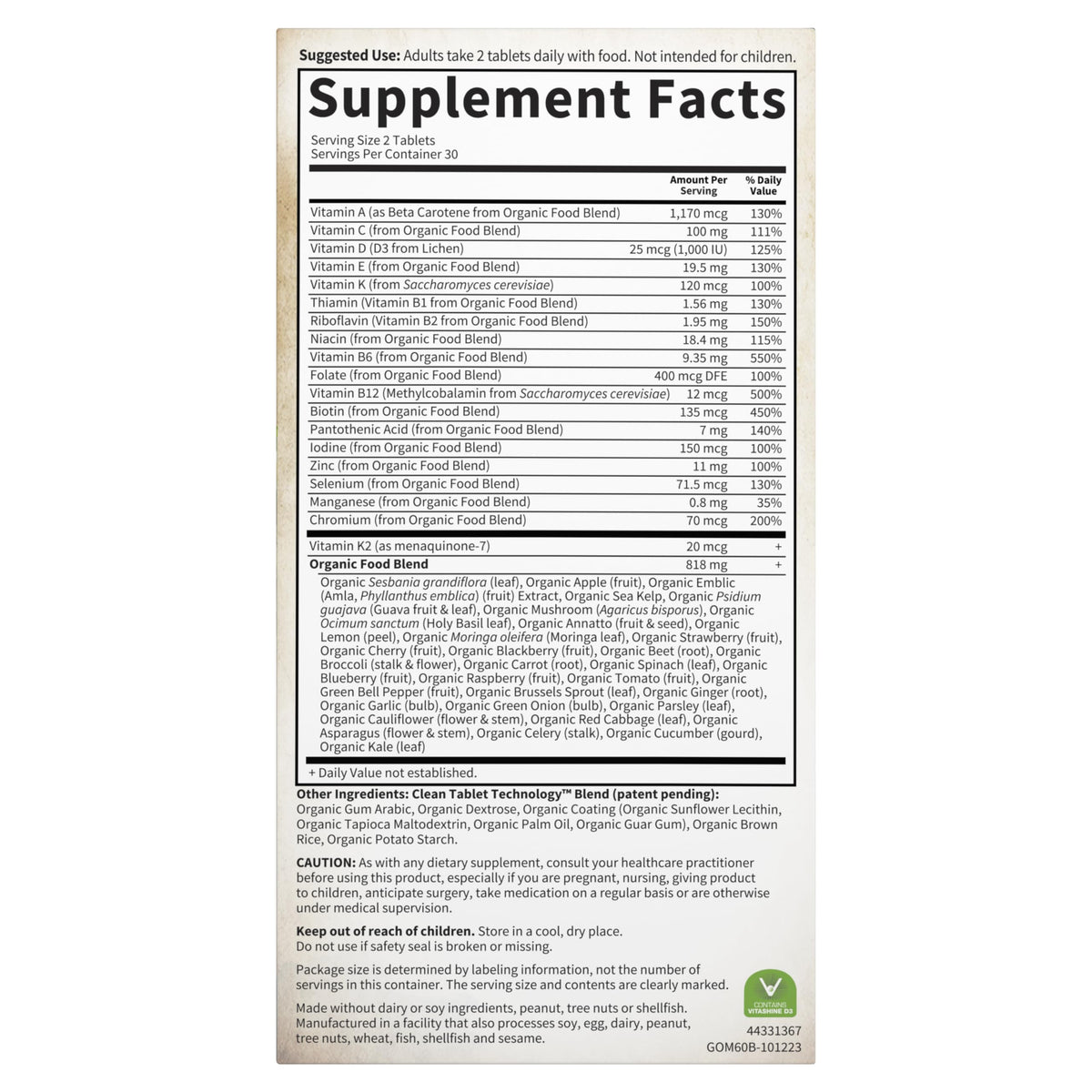 Garden of Life Organics Whole Food Multivitamin for Men, 60 Tablets, Vegan Mens Vitamins and Minerals for Health and Well-Being Garden of LifeBuy Supplements Australia