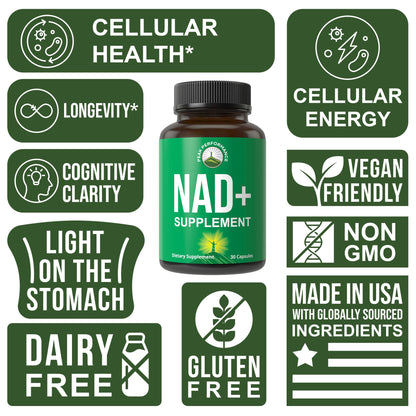 Ultra High Purity NAD Supplement for Women and Men. NAD+ Similar to Nicotinamide Riboside. Supports Energy, Brain Function, Healthy Aging & Longevity. Third Party Tested Non-GMO Supplements Peak PerformanceBuy Supplements Australia