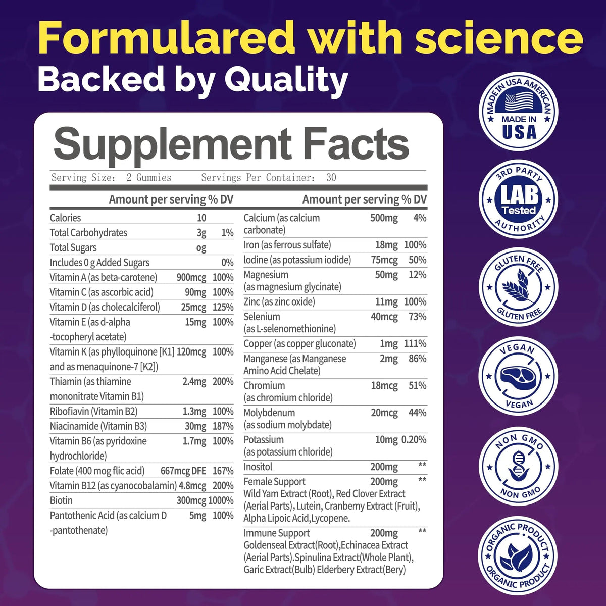 VCCVBB All-in-One Women's Multivitamin Gummies with Complete Vitamin & Mineral Complex, Herbal Blends for Energy, Overall Health VCCVBB