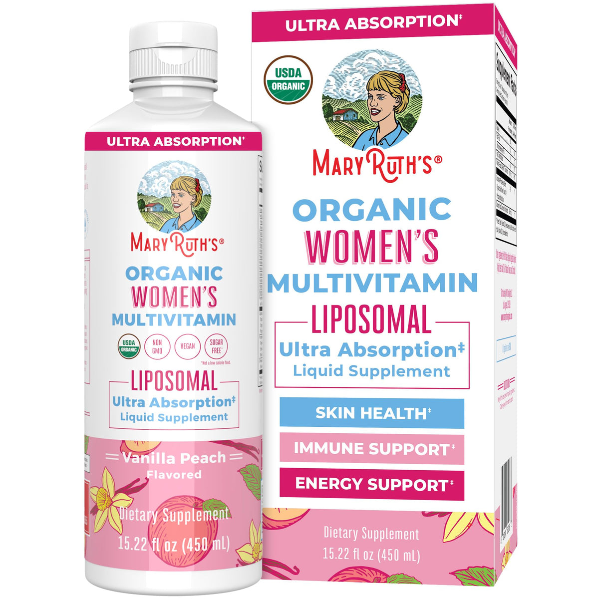 MaryRuth Organics USDA Organic Multivitamin for Women, Sugar Free Womens Multivitamin, Liquid Vitamins for Women, Immune Support Supplement, Ashwagandha, Methylfolate, Vegan, Non-GMO, 15.22 Fl Oz MARYRUTH'SBuy Supplements Australia