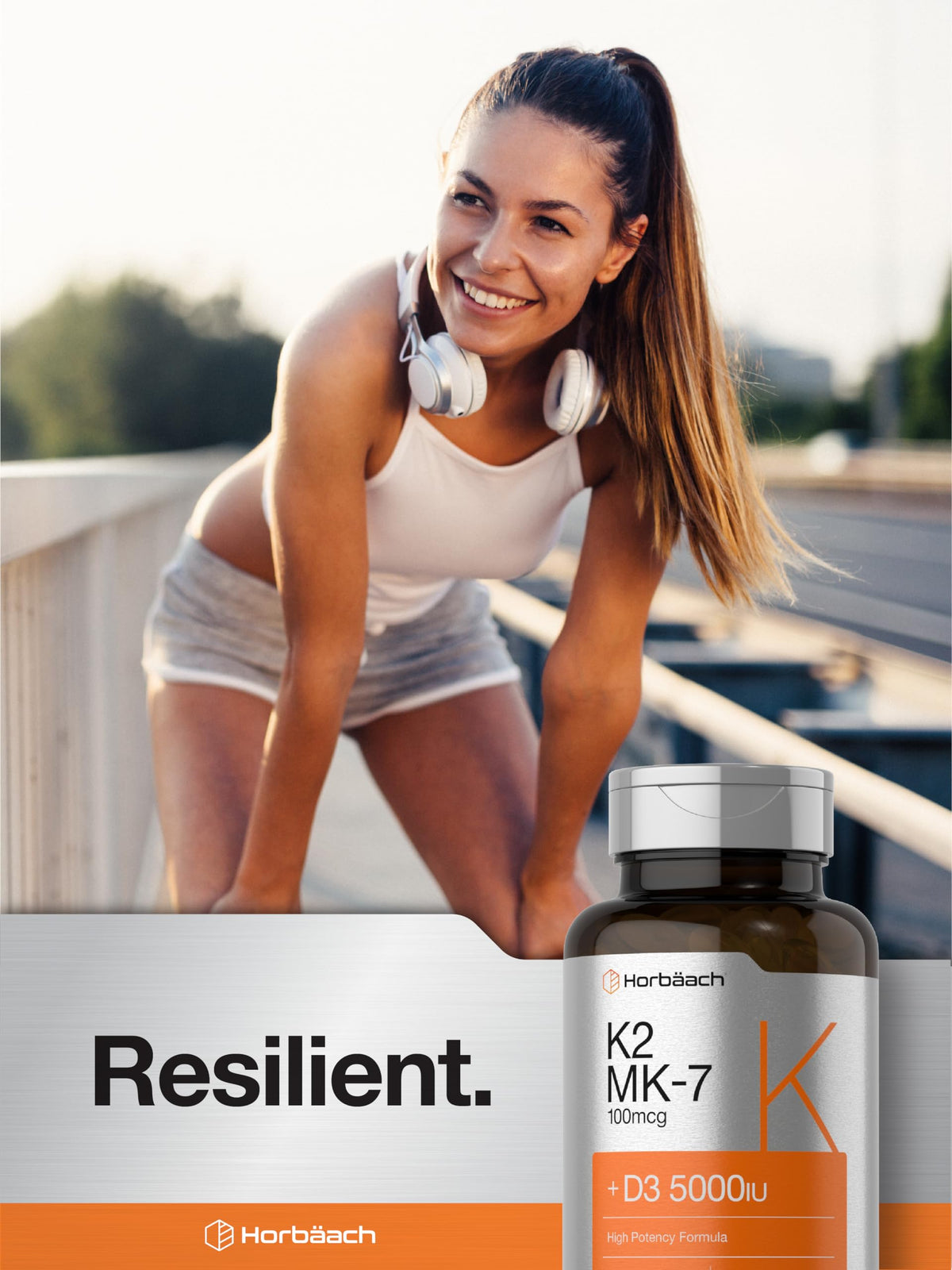 Horbäach Vitamin D3 K2 | 5000iu of Vitamin D & 100mcg MK-7 Complex | 180 Softgel Cap HorbäachBuy Supplements Australia