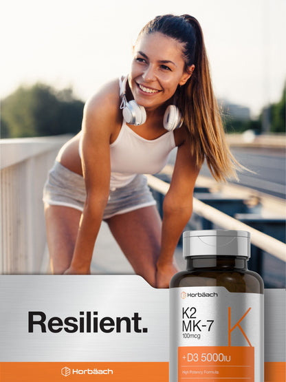 Horbäach Vitamin D3 K2 | 5000iu of Vitamin D & 100mcg MK-7 Complex | 180 Softgel Cap HorbäachBuy Supplements Australia