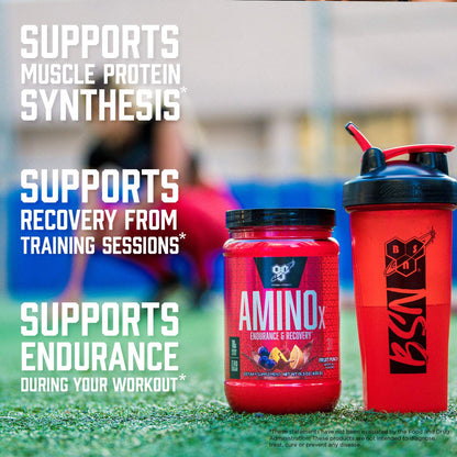 BSN Amino X Muscle Recovery & Endurance Powder, BCAAs, 10 Grams of Amino Acids, Keto Friendly, Caffeine-Free, Support Endurance, Zero Sugar, Fruit Punch, 30 servings,